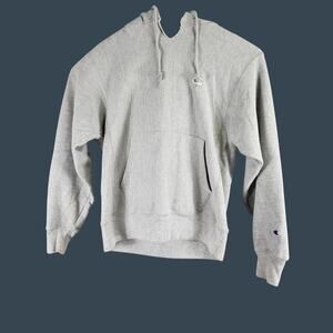 Men's Champion Reverse Weave Grey Hoodie Medium With Logo